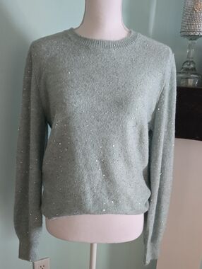 LOFT Aqua Sparkle Sweater M